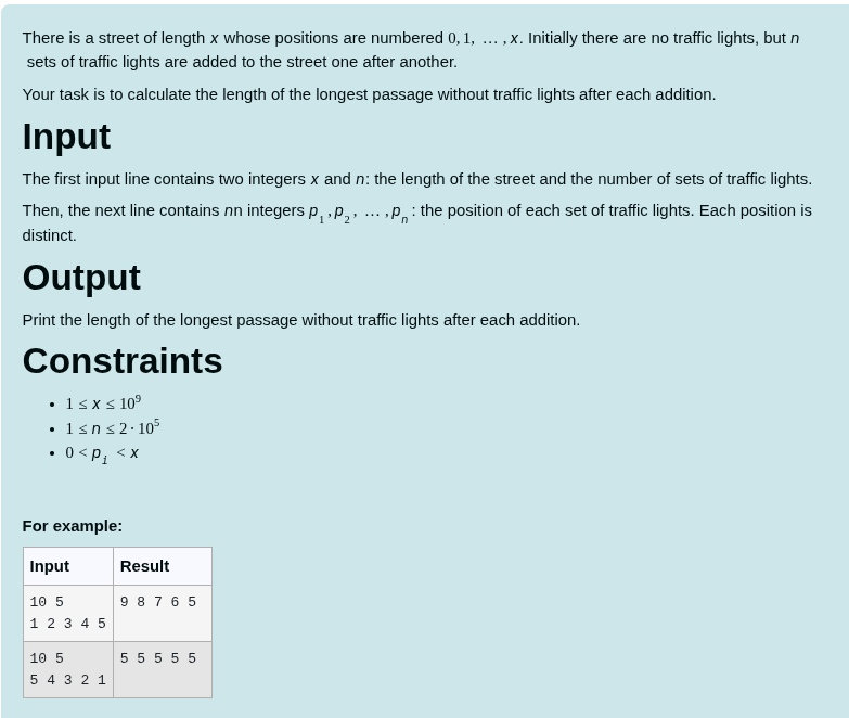 Longest Passage Without Traffic Lights (P)